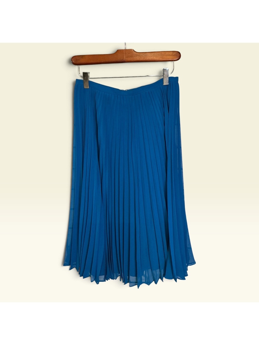 Halston Heritage Teal Blue Accordion Pleated Midi Skirt